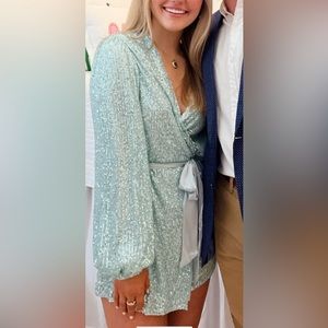 Blue sequin dress